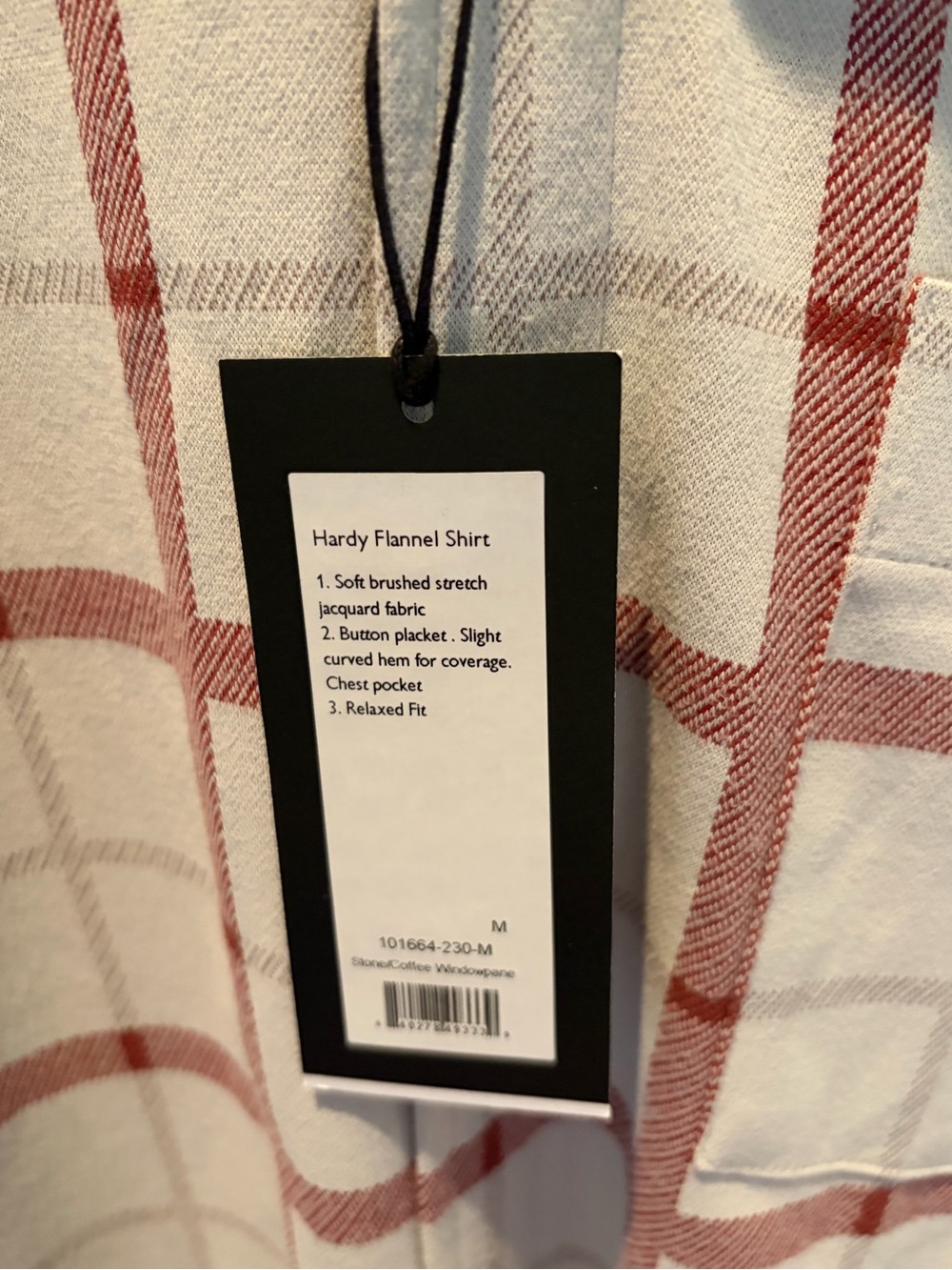 NWT Rhone Men’s White Plaid Long-Sleeve Shirt with Rust Grid - Medium - Picture 2 of 4